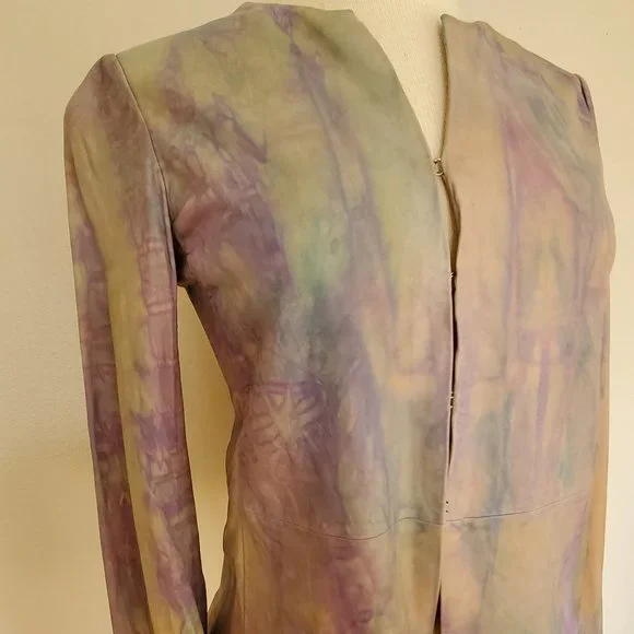 Vince leather Shirt jacket bomber moto small pink purple gray beige cream dyed